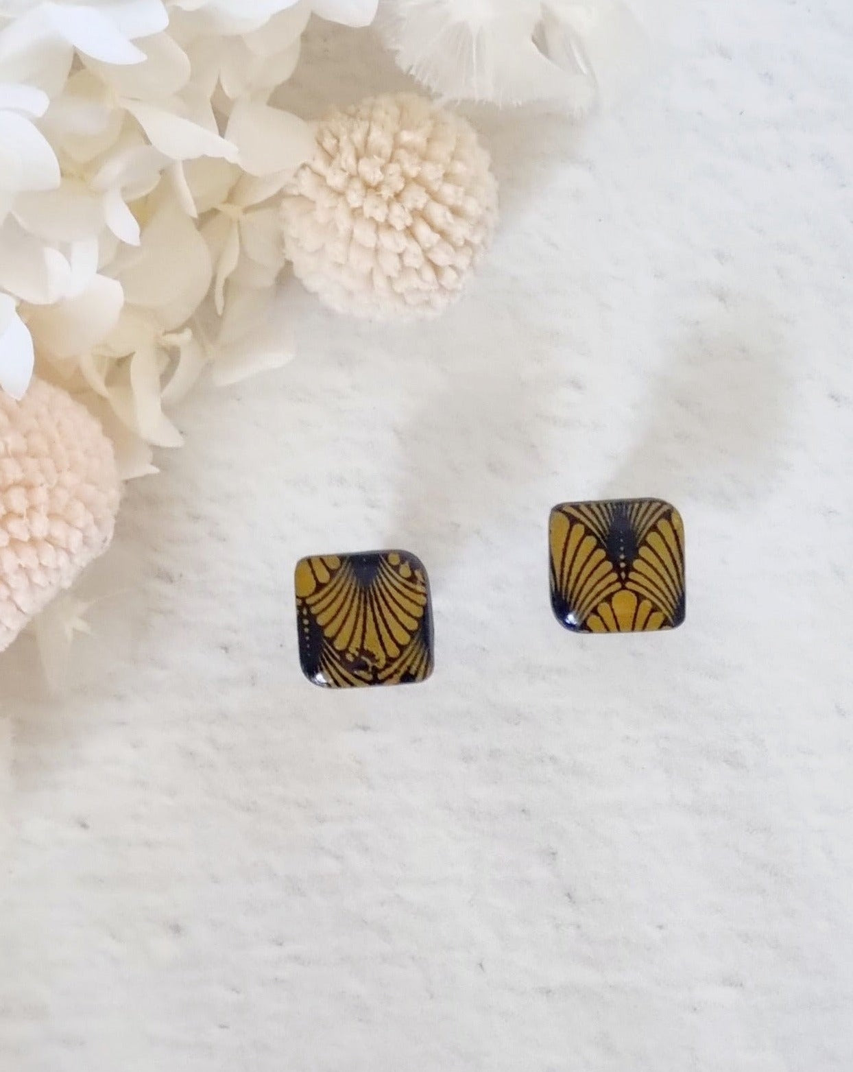 Timeless Navy Square Stud - Luna + Mae