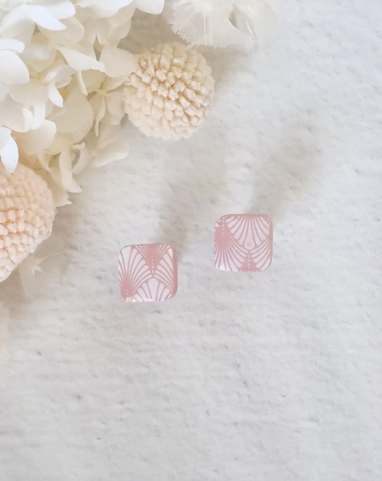 Timeless Pink Square Stud - Luna + Mae