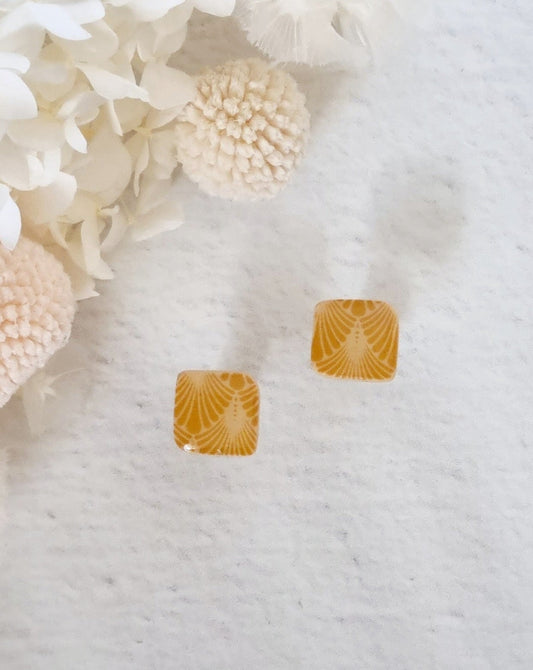 Timeless Dark Mustard Square Stud - Luna + Mae