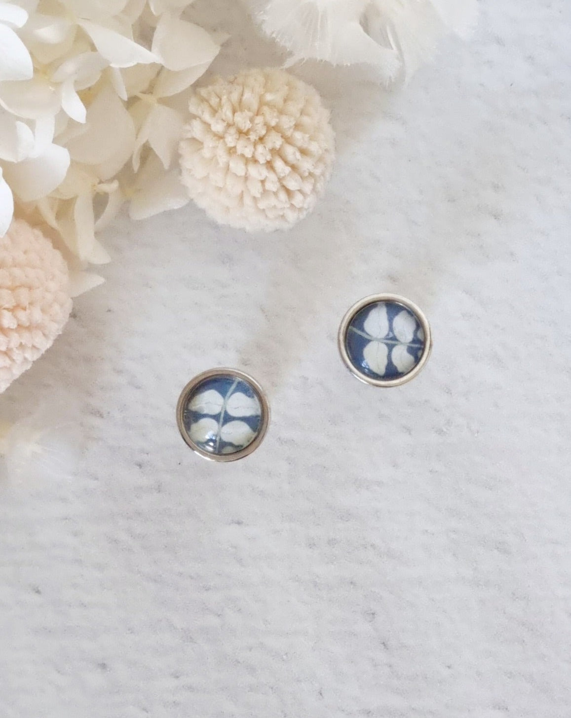 Bezel Blue Bell Silver Stud - Luna + Mae