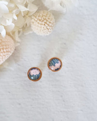 Bezel Pink Tulip Rose Gold Stud - Luna + Mae