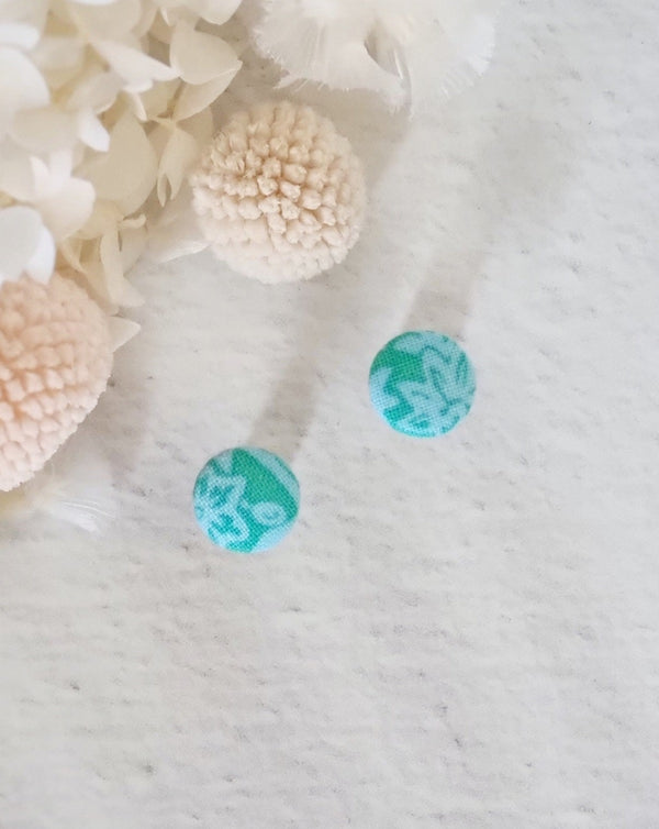 Fabric Green Flower Stud - Luna + Mae