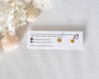 Bezel Pink Feather Gold Stud Earrings