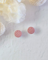 Tiny Rose Pink Dot Stud Earrings