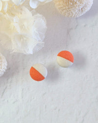 Fabric Orange Duo Stud Earrings