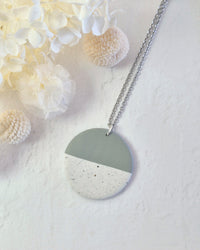 Luna Granite + Sage Green Silver Necklace