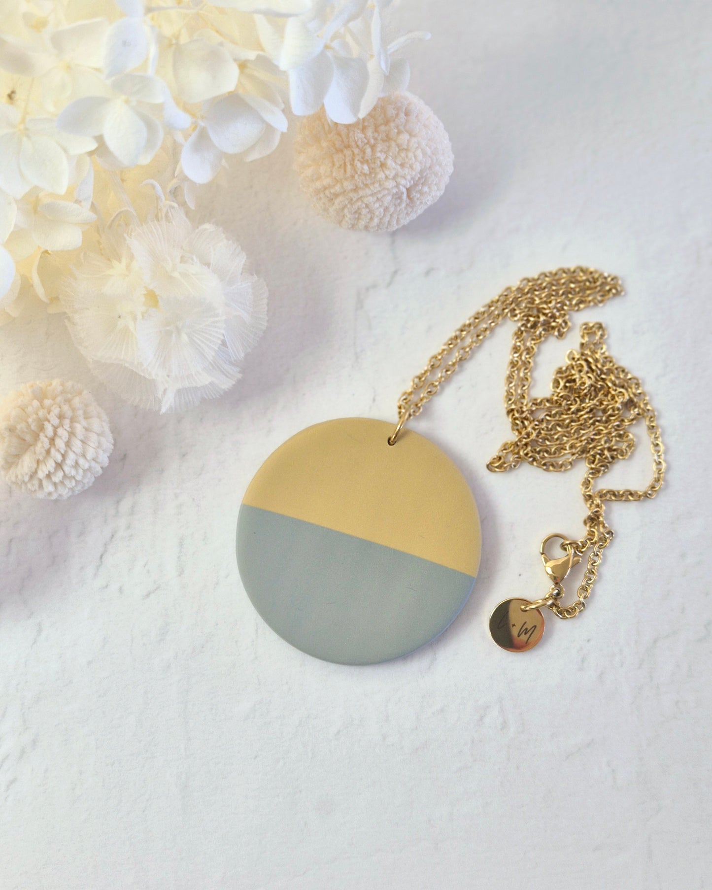 Luna Sage Green + Mustard Gold Necklace