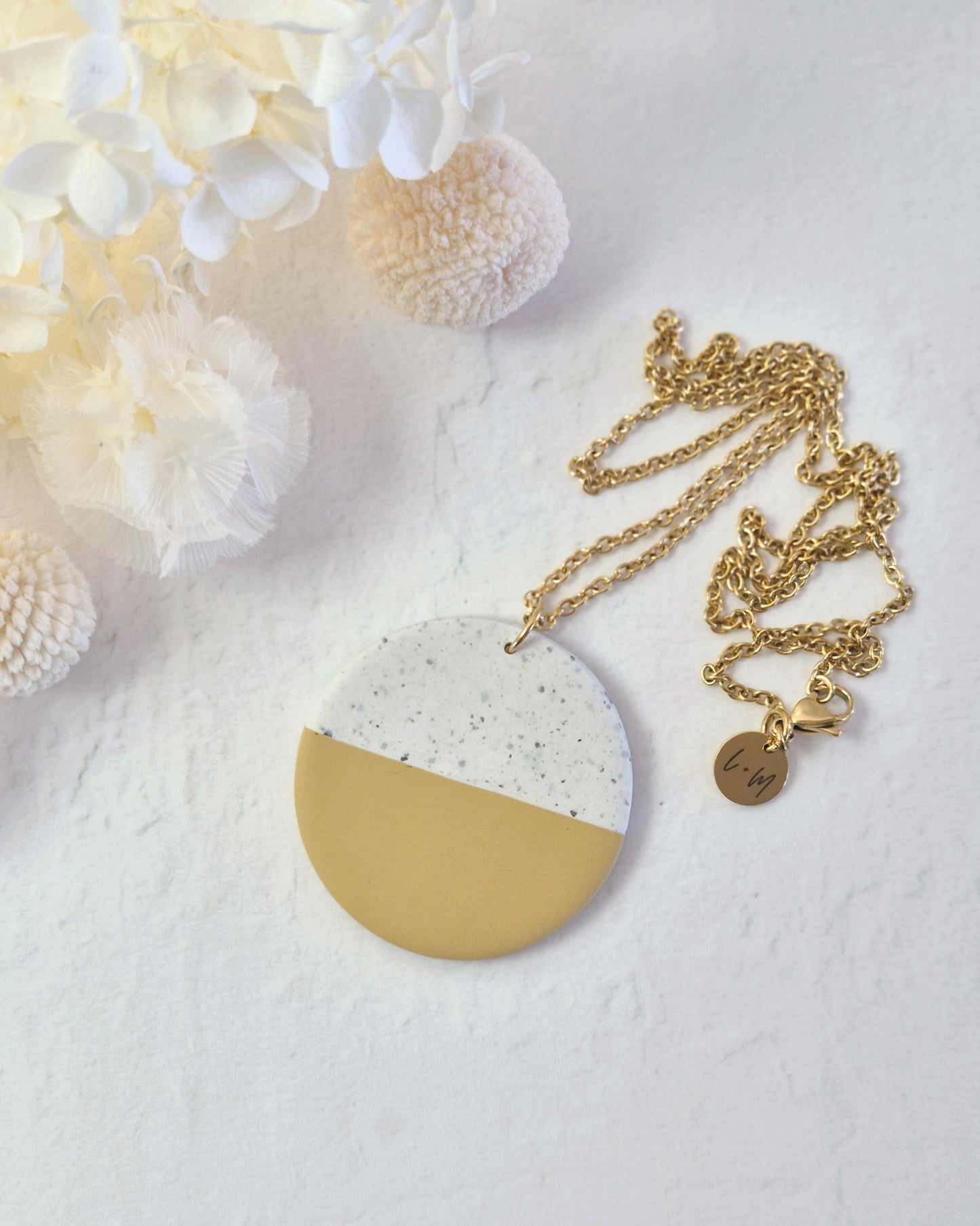 Luna Mustard + Granite Gold Necklace