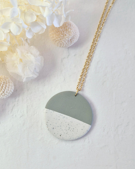 Luna Granite + Sage Green Gold Necklace