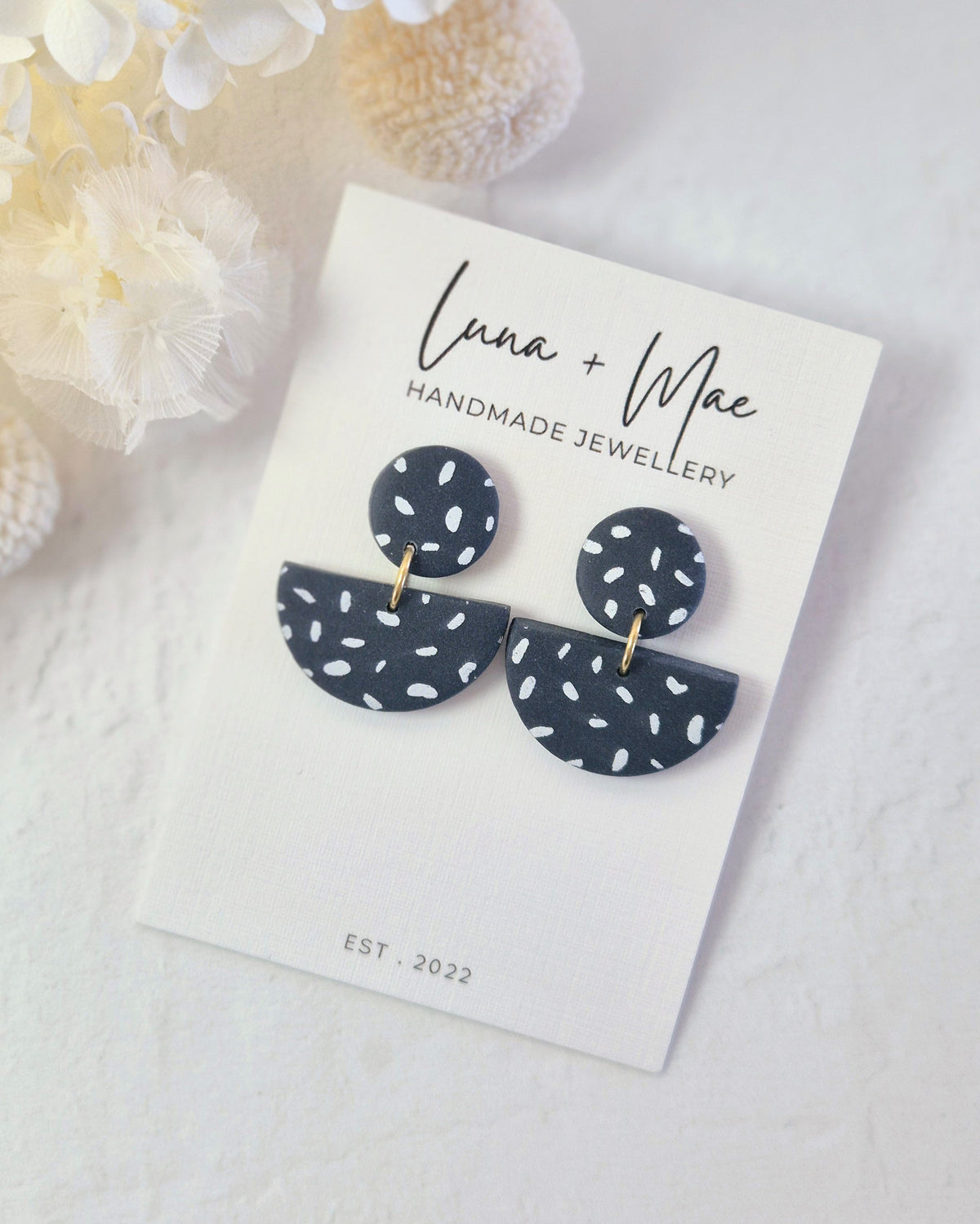 Luna Navy Fleck Dangle Earrings