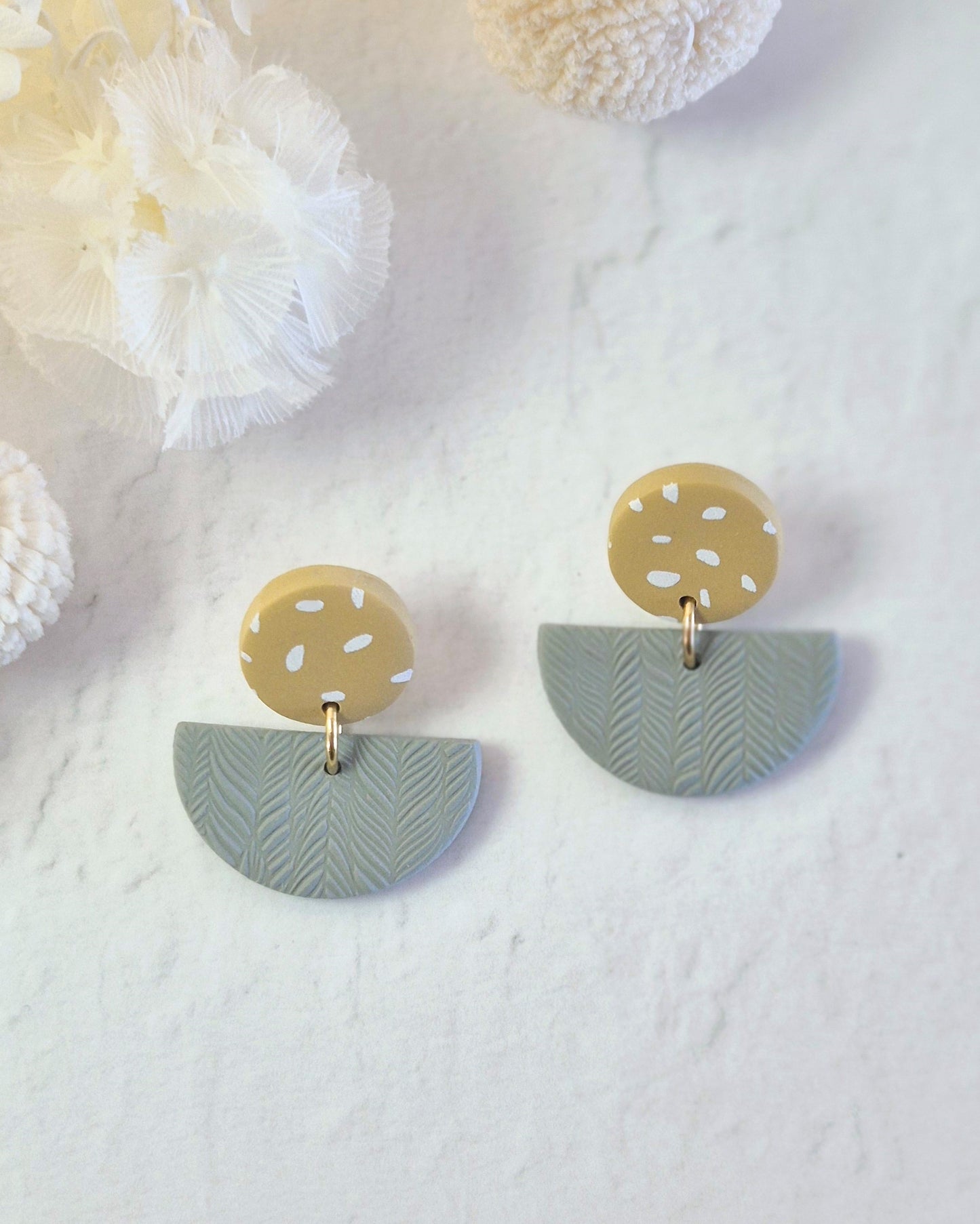 Luna Sage Green + Mustard Dangle