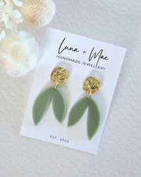 Bloom Sage Green Leaf Dangle Earrings