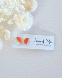 Fabric Orange Duo Stud Earrings