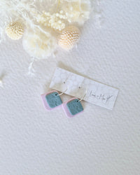 Garden Rose Pink + Sage Green Silver Hoop Earrings