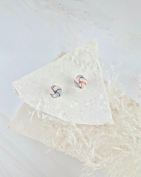 Garden Peach + Green Knotted Stud Earrings