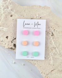 Rainbow Tiny Trio Stud Earring Pack #2