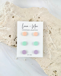 Rainbow Tiny Trio Stud Earring Pack #3