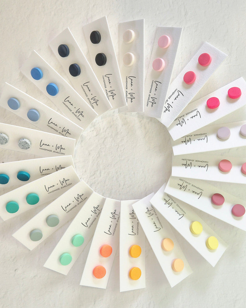 Plain Circular Studs 'Choose Your Own Colour' Luna + Mae