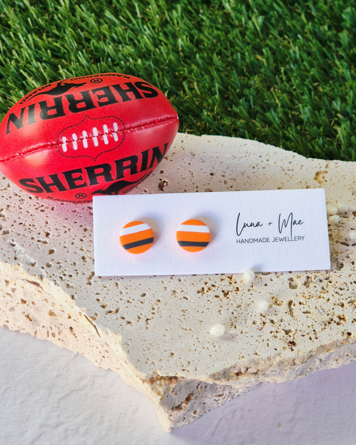 Greater Western Sydney (GWS AFL/AFLW) Football Studs Luna + Mae