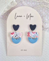 Heart Layered Dangle Earrings Navy + Blue Luna + Mae