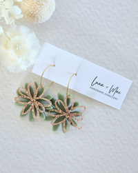 Bloom Sage Green + Rose Gold Daisy Hoop Earrings